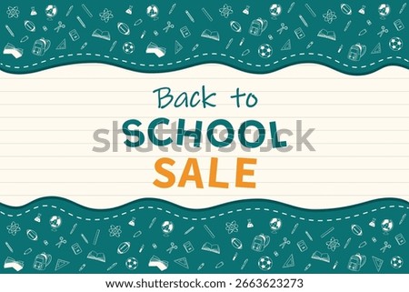 Back to school background stationery supplies elements green vector illustration shopping banner template design