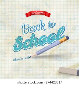 Back To School background of school supplies. EPS 10 vector file included