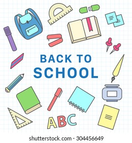 Back To School Background with School Supplies Icons
