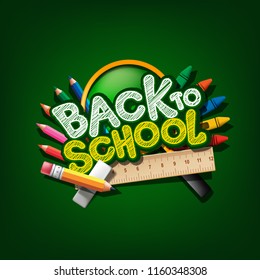 Back to School Background with School Supplies illustration.