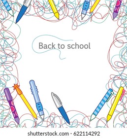 Back to school, background, school supplies, pen