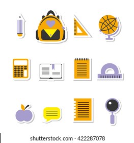 Back to school background with school supplies set, vector illustration