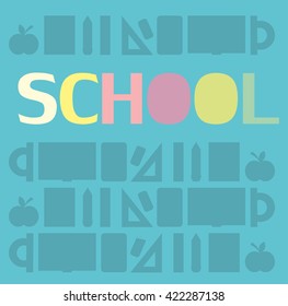 Back to school background with school supplies set, vector illustration