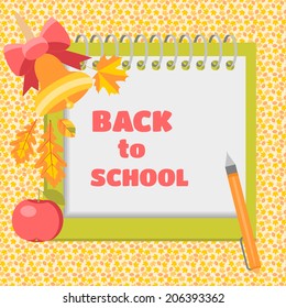 Back to school. Background with school supplies. Vector  illustration.