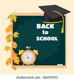 Back to school. Background with school supplies. Vector  illustration.