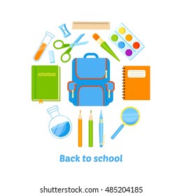 Back to school background with school supplies vector design