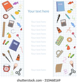 Back to school. Background with school supplies.Vector Illustration