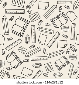 back to school background theme with monochrome stationery item