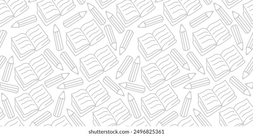 Back to school Background. Back to school theme pattern. book seamless pattern. book and pencil pattern. School and Education background. School seamless background. Education theme pattern.