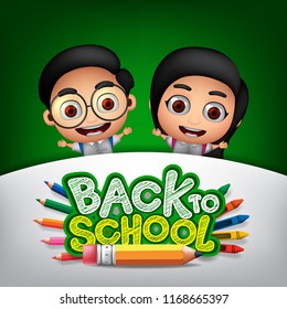 Back to School Background with two students Illustration