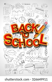 Back to School Background to use for advertiments, as book cover or related material presentation. Pencil, computers, scratchboard, rubbers and a lot of elements are included.