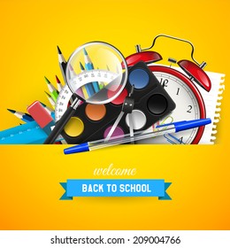 Back to school background - vector flat design illustration 