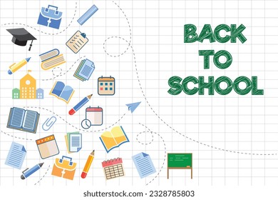 Back to school background vector flat design
