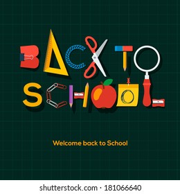 Back to school background, vector illustration.