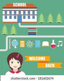 Back to school background  Vector  Illustration