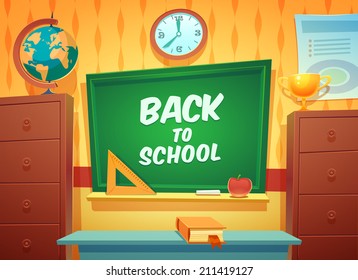 Back to school background, vector illustration. Education postcard.