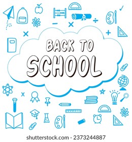 Back to school background. Vector illustration banner background design sketch outline element of education, Template for school. Draw doodle cartoon style.