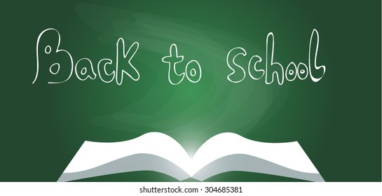 Back to school background, vector illustration. Blank green chalkboard, blackboard texture with copy space
