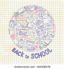 Back to school background, vector illustration 
