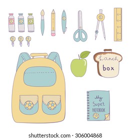Back to school background. Vector school isolated Illustration.