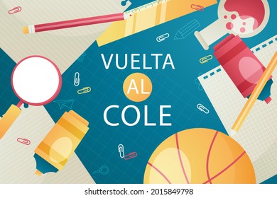 Back to school background. Welcome kids template. Education banner, poster design. Student art. Study day concept. School, preschool supplies items. Discounts on september 1st. Vector illustration.
