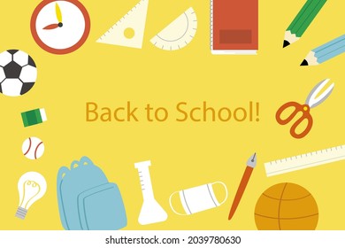 De vuelta a la escuela. Plantilla de bienvenida para niños. Cartel educativo, diseño de afiches. Arte estudiantil. Concepto del día de estudio. Escuelas, preescolares proveen artículos. Descuentos a 1 de septiembre. Ilustración vectorial.