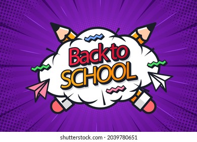 Back To School Background. Welcome Kids Template. Education Banner, Poster Design. Student Art. Study Day Concept. School, Preschool Supplies Items. Discounts On September 1st. Vector Illustration.