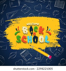 Back to School background. Welcome back to school. Back to school poster, education background. Cute school kids. 
