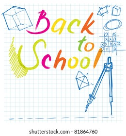 back to school background (with doodles on notepaper)