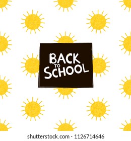 Back to school background with yellow suns. Vector illustration