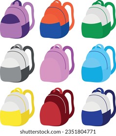 Back to school backpack colorful vector illustration 