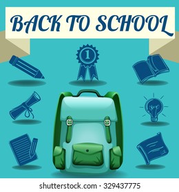 Back to school with backpack and other symbols illustration
