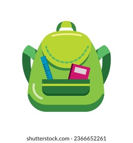 back to school backpack with ruler isolated icon