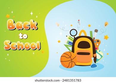 Zurück zur Schule Rucksack Schreibwaren Bildung Poster Illustration Design
