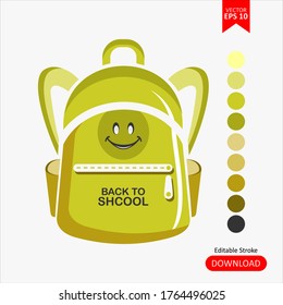 back to school backpack vector, editable colour, design illustration