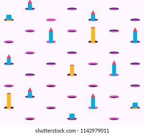 Back to school backround with the pencils and erraser in the holes. Bright Backdrop. Sales Concept. 