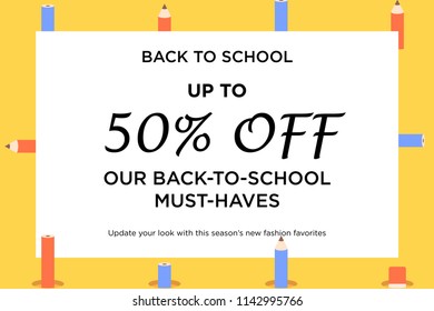 Back to school backround with the pencils and erraser in the holes. Bright Backdrop. Sales Concept. 