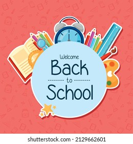 Back to school badge with icons