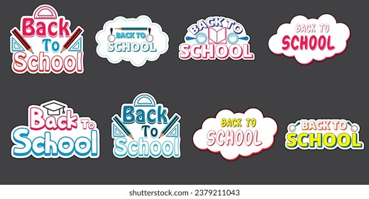 
Back to school badge, logo. Label design. School icon. Design template with vector school emblem sets. Elements for logo design with place for your text. Vector illustration.