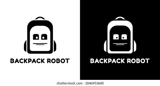 Back to school, bag, backpack robot logo vector