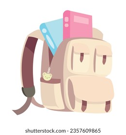 de vuelta a la bolsa escolar e icono de libros aislado