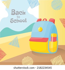 De vuelta a la bolsa escolar para la escuela, el vector completo y la edición