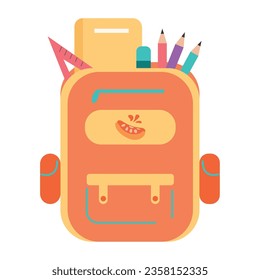 back to school bag and stationery icon isolated