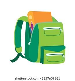de vuelta al bolso escolar e icono del libro de texto aislado