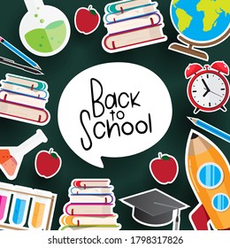 back to school banner background with education element and fun