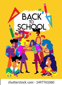 back to school banner or background with happy student illustration