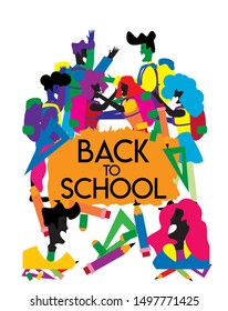 back to school banner or background with happy student illustration