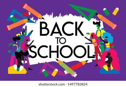 back to school banner or background with happy student illustration