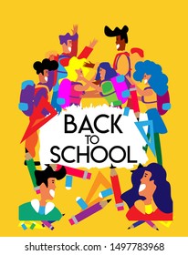 back to school banner or background with happy student illustration