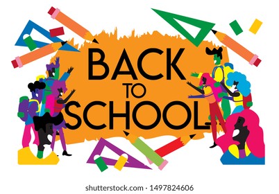 back to school banner or background with happy student illustration